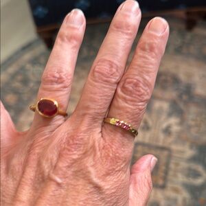 Elegant Gold and pink Gemstone Ring Set